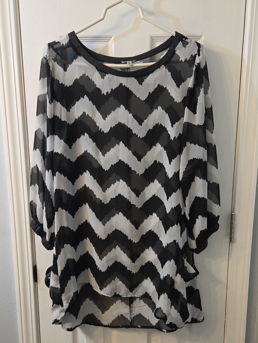 Lily White Black and White Chevron Tunic